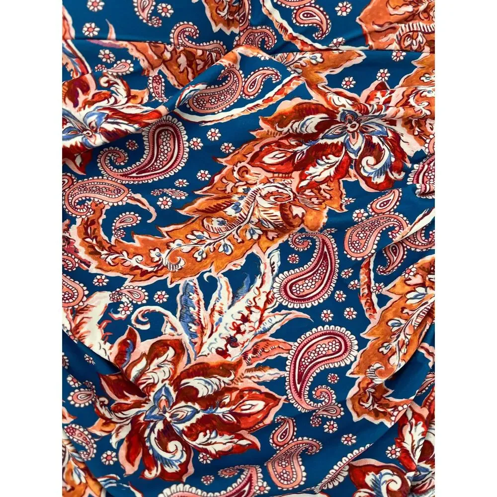 Nip Tuck One Piece Bathing Suit Swim Stretchy Paisley Beach Pool Vacation Sz 4